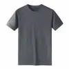 Camiseta de Algodón Peinado de Manga Corta de 180 g, Color Sólido, Prenda Superior Lisa para Parejas, Camisa Fina de Algodón Puro, Cuello Redondo para Hombre