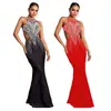 C7122 Moda Europea y Americana Transfronteriza Aliexpress Amazon Vestido Ajustado de Cola de Pez con Pedrería para Mujer Vestido sin Espalda