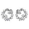 Elegantes pendientes de botón de flor de círculo de rama de olivo pequeños pendientes simples de flor de círculo pendientes para mujeres novias