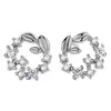 Elegantes pendientes de botón de flor de círculo de rama de olivo pequeños pendientes simples de flor de círculo pendientes para mujeres novias