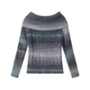 Suéter de Tricô Heyhenry Americano Slim Fit Ombro a Ombro Manga Longa para Mulheres, Pulôver para Meninas Estilosas, Suéter de Outono e Inverno