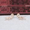 Yiwu color rayo dorado cobre chapado en oro DIY aretes de hoja de bambú perlados accesorios para pines de oreja productos semiacabados hechos a mano B2894