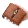 Carteira feminina curta de novo estilo, couro oleado, moderna, com múltiplos compartimentos para cartões, carteira multifuncional, porta-cartões, porta-moedas e bolsa de armazenamento