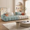 Sofá nube de corduroy con cordón estilo crema sala de estar de apartamento pequeño combinación de colores minimalista italiano bloque de tofu tela moderna