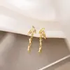 Pendientes Metálicos Estilo Chino Nuevo Hoja de Bambú Aguja Plateada, Pendientes Colgantes de Bambú con Borla de Moda para Viajeros, Pendientes de Estilo de Nicho Lujo Ligero
