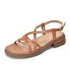 [Preço Promocional 128] Sandálias Romanas de Couro de Cavalo Femininas Verão Estilo Fada Sandálias Femininas de Couro Genuíno com Costas Vazadas