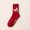 Calcetines Gruesos Cálidos Transpirables de Alta Calidad de Caña Media para Hombres y Mujeres, Calcetines de Año Nuevo, Calcetines Cálidos de la Fortuna del Mahjong del Año del Caballo Venta al por Mayor