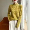 Suéter de lana de punto trenzado, 100% lana, engrosado con siete puntos, estilo artístico vintage, top de punto versátil para otoño e invierno