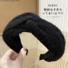 Diadema para mujer, elegante, coreana, de lana, de ala ancha, prensada, con horquilla, para otoño e invierno.