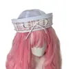 Chapéu de Marinheiro com Laço Plissado Estilo Japonês para Meninas JK Emagrecimento Facial Chapéu Fofo Outono e Inverno Doce Versátil Chapéu Azul Marinho