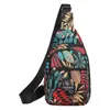 Bolsa de Peito Feminina com Alça Única | Estampa Floral, Oxford Impermeável, Multibolsos