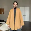 Abrigo de doble cara de lana pura, nuevo estilo otoño/invierno para mujer, de longitud media, con cierre de cinturón, estilo coreano, versátil y moderno