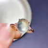 Anel de pedra de uva ouro natural semente de gelo cristal fluorescente limpo prata 925 incrustado com precisão pedra principal 8*10mm