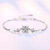 Pulseira de prata com diamante branco de zircônia feminina, joias da moda da Coreia do Sul, pulseira banhada a prata, fabricante de pulseiras de prata femininas