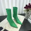 Botas sexys de tacón alto y ajustadas estilo coreano, colección primavera y otoño 2026, botas calcetín coloridas de media pantorrilla, punta fina, tacón delgado, botas elásticas para mujer