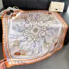 Pañuelo cuadrado de seda sintética de alta gama, elegante, con estampado de cadena ecuestre, pañuelo de seda estampado, chal versátil, pañuelo para el cuello, pañuelo de protección solar, pañuelo para la cabeza, bufanda
