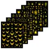 Pegatinas de uñas de Halloween transfronterizas combinación de araña, murciélago, calavera, calabaza pegatinas autoadhesivas para arte de uñas de la fábrica de origen
