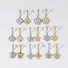 Anillo para Ombligo de Acero Inoxidable Galvanizado con Circonita Blanca Trébol de Cuatro Hojas Cuadrado Mariposa Diente Interno Joyería para Piercing