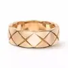 Anillo Coco Chanel con Tachuelas de Diamantes Versión de Alta Gama con Diamantes Diagonales y Patrón Estrellado, Anillo Liso de Banda Ancha y Estrecha, Apilable, Oro Rosa de 18K
