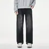 Jeans reto retrô moderno de alta qualidade, coleção outono 2026, calça masculina casual de corte reto, solta, bordada, com caimento fluido