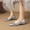 Sapatos Mary Jane Franceses 2026 Novo Estilo Salto Baixo Tira Laço Mocassins Femininos 33-43 Sapatos