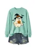 Amazon eBay loja independente fofa e divertida da moda feminina outono e inverno estampa de leopardo bruxo fantasma morcego moletom para exportação