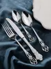 Juego de Cuchillo y Tenedor Estilo Palacio Retro, Juego de Tres Piezas de Acero Inoxidable para Bistec, Tenedor y Cuchara, Cuchara de Vajilla Occidental para el Hogar Estilo Europeo
