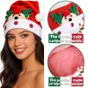 2026 Gorro de Navidad con Borde de Copo de Nieve Transfronterizo Disfraz de Fiesta Navideña Accesorio para Foto Gorro de Navidad con Cabeza de Reno de Dibujos Animados