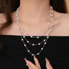 Collar de flor de circonita estilo coreano con lazo, cadena para la clavícula de lujo discreto, accesorio versátil de moda y etéreo para mujer