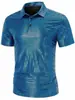 Comercio Exterior 2025 Nueva Camiseta Casual para Hombre de Manga Corta con Cuello en V y Estampado Dorado Estilo Nightclub con Cuello Polo Brillante