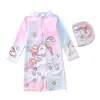 Nuevo Traje de Baño Infantil para Niñas de una Pieza Sirena Manga Larga Protección Solar para la Playa Traje de Baño para Surfear con Certificado CPC