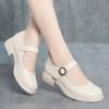 Zapatos de Trabajo Negros para Mujer, Zapatos Versátiles de Correa Única, Piel Suave, Suela Suave, Zapatos de Mujer, Zapatos de Mamá, Estilo Primavera y Otoño, Zapatos de Piel Cómodos