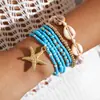 Pulsera de Cuentas Multicolor Estilo Vacaciones de Playa Bohemio Transfronterizo Pulsera con Colgante de Resina de Estrella de Mar Estilo Océano de Verano