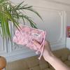 3451 Ins Contraste de Color Boca con Cordón Bolsa Roja Bolsa Cosmética para Mujer Portátil de Mano Monedero Bolsa de Almacenamiento para Lavado
