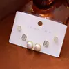 Pendientes Cuadrados de Diamante y Perla Casuales y Exquisitos Set de Pendientes de Ojo de Gato Coloridos Pendientes Versátiles de Moda Diaria para Mujeres
