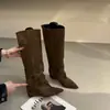 Botas Largas de Estilo Coreano con Puntos de Terciopelo, Punta Fina, para Aumentar la Altura, para Mujer, Nuevo Estilo Otoño/Invierno 2026, Adelgazantes, Versátiles, Calentadores de Pierna para Botas Adelgazantes, Botas de Moda