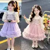 Roupas infantis para meninas: colete xadrez estilo tweed com saia princesa de tule, 26 novidades outono/inverno vestuário infantil de comércio exterior