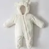 Mameluco para Recién Nacidos Estilo Otoño/Invierno con Capucha de Manga Larga Mameluco Lindo Cálido de una Sola Pieza para Bebés y Niños Pequeños Estilo Coreano Body de Color Sólido
