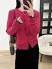 Outono Feminino Malha Fina Cor Lisa Cardigan Jaqueta Feminino 2025 Novo Estilo Único e Bonito Início do Outono