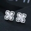 Pendientes de Cobre con Forma de Flor Estilo Femenino Popular Moda Europea y Americana Transfronteriza Pendientes de Cobre Más Vendidos Directo del Fabricante