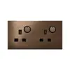 Serie de trefilado de aluminio L77 transfronteriza Interruptor de reinicio de punto marrón Panel de enchufe de Hong Kong británico Oculto estándar británico