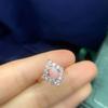 Anel de opala em pó natural diamante redondo prata 925 incrustada ajuste de boca solta estilos de joias rosa femininas