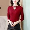 Camiseta de Punto Negra de Manga Larga para Mujer 2025 Nuevo Estilo Primavera y Otoño Camiseta Adelgazante con Camiseta Interior Top Invierno