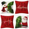 Amazon Transfronterizo Temu Nuevo Cojín de Almohada Navideño Decoración para el Hogar Felpa Corta Lino Funda de Almohada Estampada