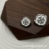 Botão de metal irregular com gotejamento de óleo, terno de lã tricotada, botão simples, decorativo, costurado à mão