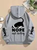 Tamaño Europeo TransfronterizoNo, Hoy No - Sudadera Linda con Estampado de Gato para Mujer con Bolsillos Amplios