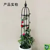 Enrejado de Estilo Europeo con Toldo para Plantas Trepadoras, Soporte Cilíndrico para Flores con Recubrimiento de Plástico para Macetas, Soporte para Rosas