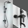 Ciudad de Fontanería de China Venta al por Mayor Acero Inoxidable 304 Pintura en Spray Negra Juego de Ducha Triple Grande para Baño Juego de Ducha Oculto para Baño