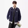 Sudadera con Cuello Alto y Bloques de Color para Hombre, Nueva de Otoño, Estilo Limpio, Elegante, Holgada, Versátil, Chaqueta Deportiva de Béisbol