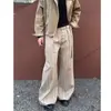 Pantalones plisados de rayas caqui estilo retro americano con cinturón para hombre y mujer, nuevo estilo de verano, pantalones rectos holgados de pierna ancha